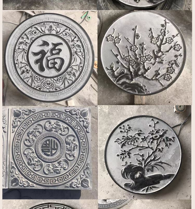 供應仿古青石雕刻窗花 鏤空窗戶園林古建浮雕窗花石雕擺件可定制示例圖12