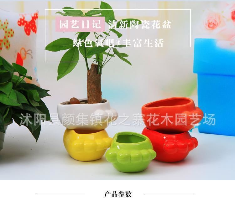 卡通趣味 陶瓷花盆 大腳丫盆 可愛花盆 多肉盆栽陶瓷柵欄示例圖1