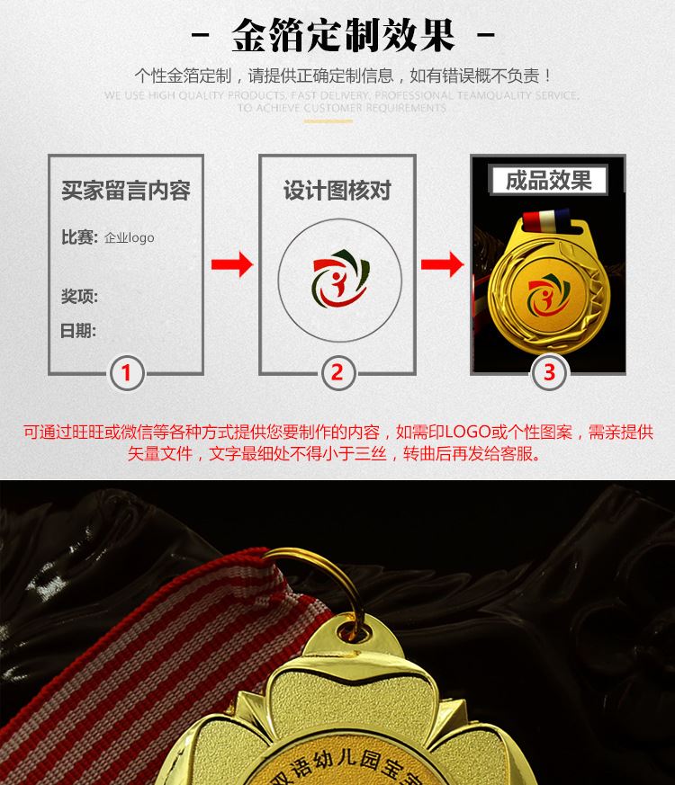 廠家定制現(xiàn)貨金屬獎牌 運動會鋅合金獎章 頒獎比賽金箔獎牌定做示例圖18