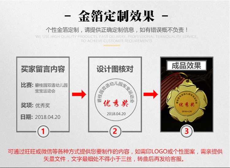廠家定制現(xiàn)貨金屬獎牌 運動會鋅合金獎章 頒獎比賽金箔獎牌定做示例圖21