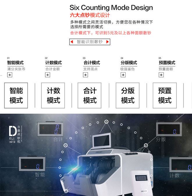 得力3919點驗鈔機小型家用便攜式智能示例圖6