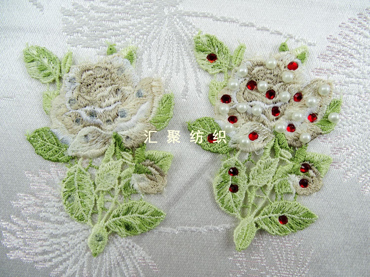 水溶繡燙鉆 服裝燙片花朵 服裝輔料 燙鉆燙圖 水溶繡花燙鉆示例圖5