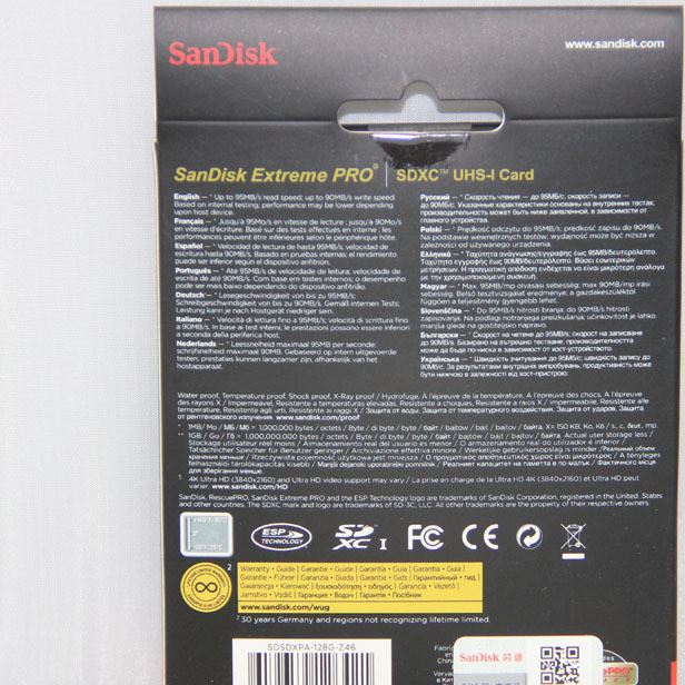 閃迪 SanDisk SD 128G 633X 95MB/S 相機(jī)內(nèi)存卡 128G 記錄卡示例圖3