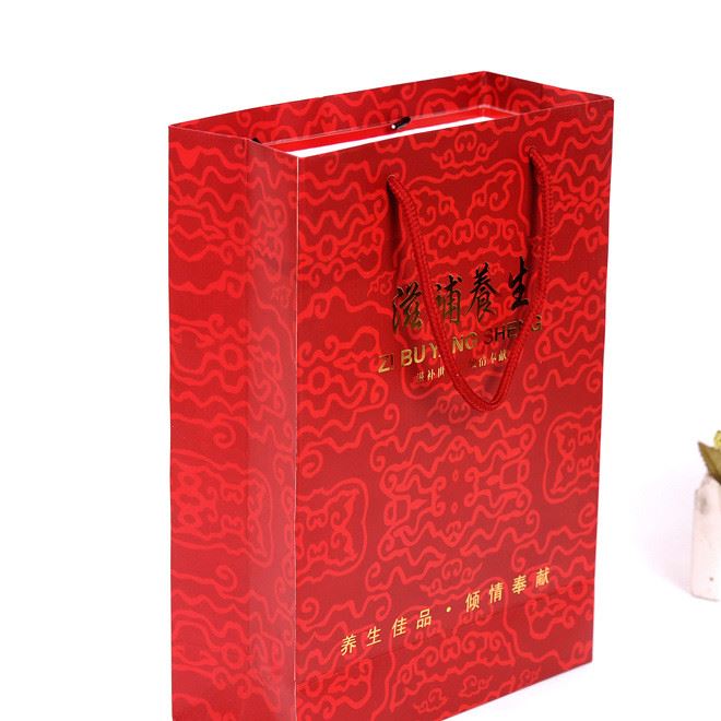 名貴滋補養生保健禮品通用白板燙金紙袋購物食品手提袋定做示例圖3