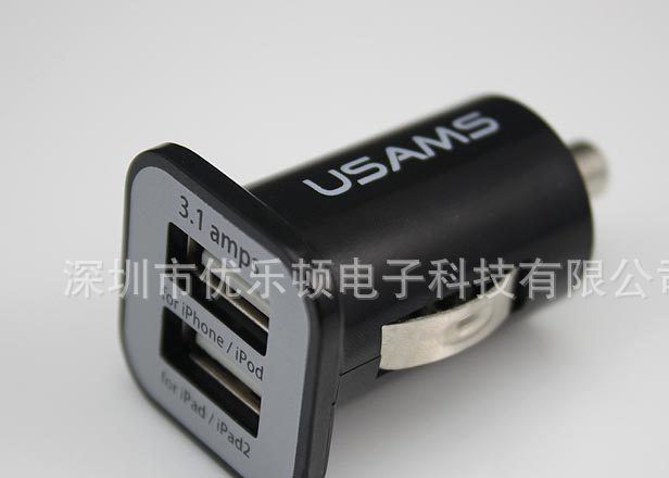 USAMS優(yōu)勝仕車充 iPad2 蘋果5 iPhone6 3.1A雙USB車載充電器示例圖6