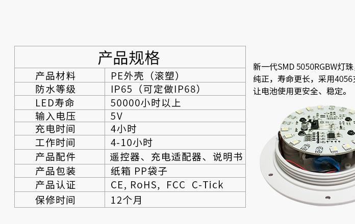 LED草地七彩扁球燈 感應(yīng)充電可遙控變色球 低價發(fā)光產(chǎn)品廠家直銷示例圖1