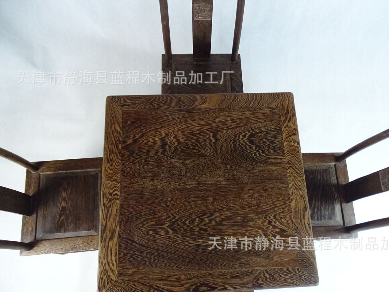 雞翅木官帽椅靠背椅小椅子書房桌椅五件套 紅木古典家具廠家直銷示例圖9