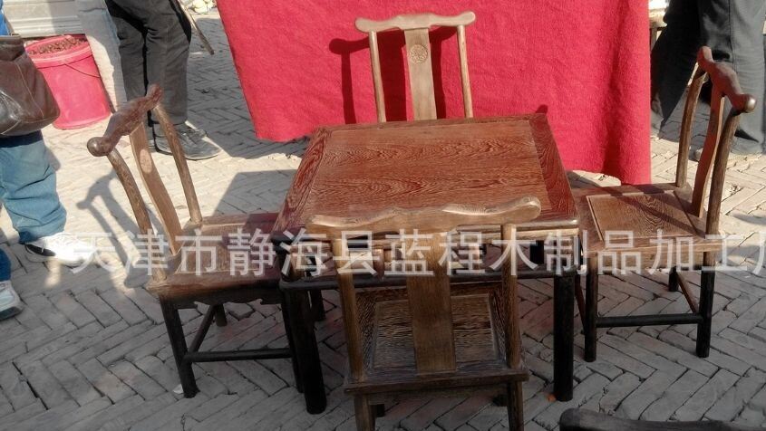 雞翅木官帽椅靠背椅小椅子書房桌椅五件套 紅木古典家具廠家直銷示例圖22