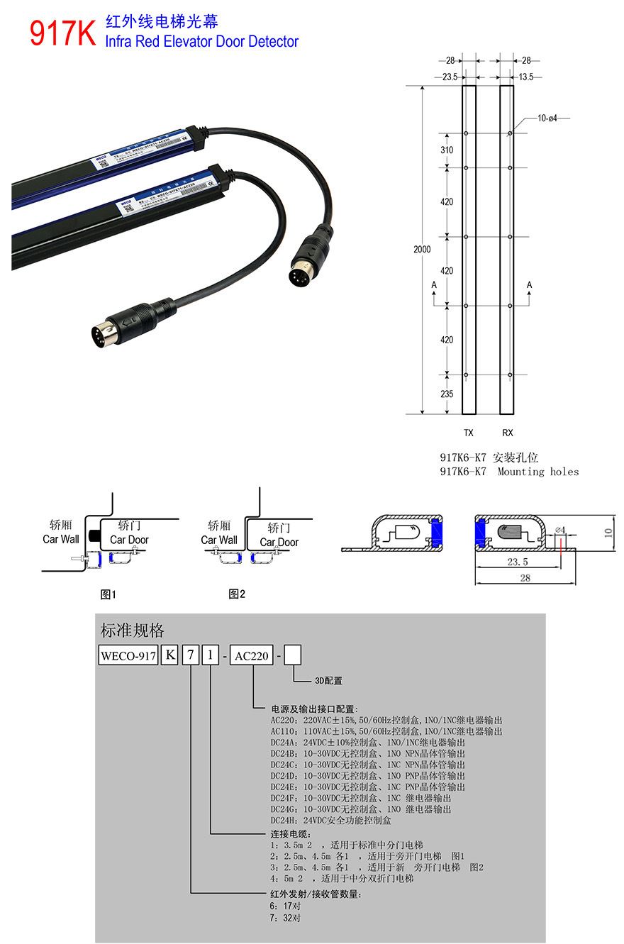 WECO-917K71-AC220 微科電梯光幕  廠家直銷示例圖2