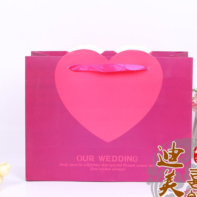 2017 廠家直銷 230克白卡愛心手提袋 婚慶禮品袋 可來樣定制 LOGO示例圖6