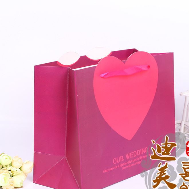 2017 廠家直銷 230克白卡愛心手提袋 婚慶禮品袋 可來樣定制 LOGO示例圖7