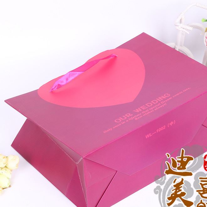 2017 廠家直銷 230克白卡愛心手提袋 婚慶禮品袋 可來樣定制 LOGO示例圖8