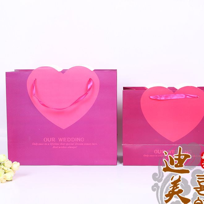 2017 廠家直銷 230克白卡愛心手提袋 婚慶禮品袋 可來樣定制 LOGO示例圖9