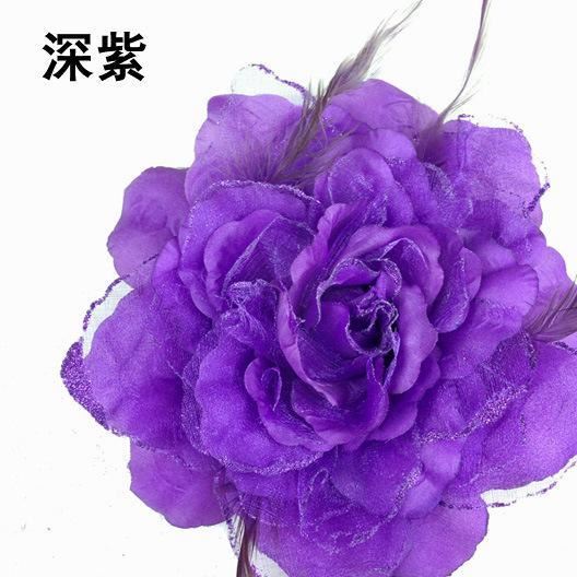 20CM仿真花 廣場(chǎng)舞蹈頭花 手花 舞臺(tái)表演用品 兒童表演手腕花示例圖7