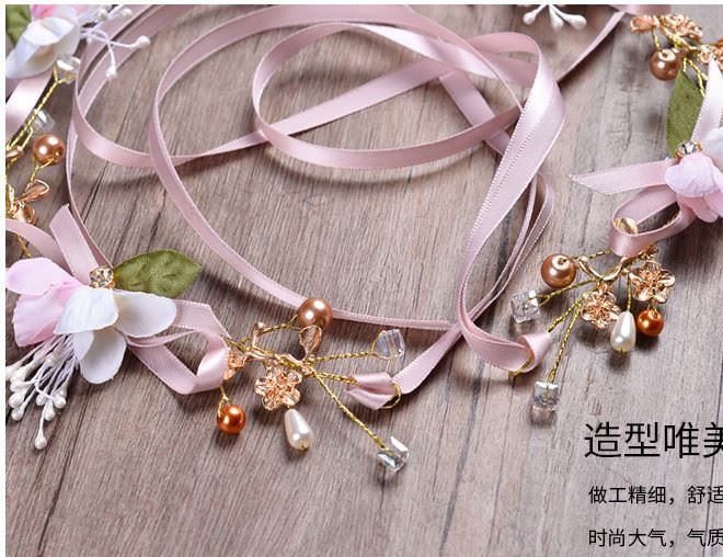 韓式手工甜美新娘頭飾絹紗蝴蝶結(jié)發(fā)箍婚紗禮服配飾頭花飾品批發(fā)示例圖5