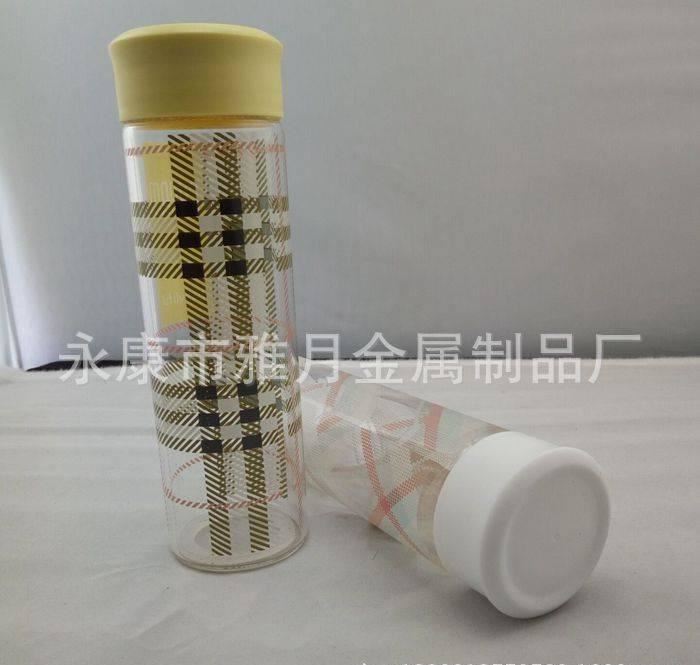 高硼硅格紋玻璃杯創(chuàng)意耐高溫玻璃杯帶茶隔防漏便攜商務(wù)透明水杯示例圖11