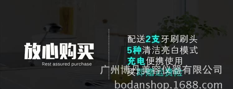 聲波牙刷智能電動牙刷USB充電聲波牙刷細軟毛5檔模式成人高效清潔示例圖1