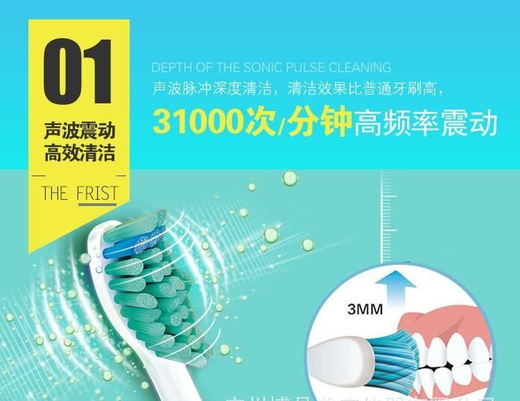 聲波牙刷智能電動牙刷USB充電聲波牙刷細軟毛5檔模式成人高效清潔示例圖6