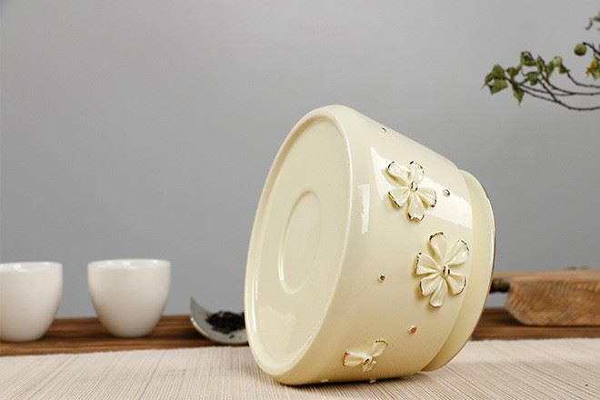 金塔茶葉罐 手工捏花描金黃釉陶瓷罐 批發(fā)定制豪禮瓷罐茶葉罐示例圖14