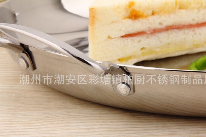 廠家直銷批發不銹鋼特厚平底鍋 干鍋雙耳菜盤平板鍋 煎餅鍋示例圖9