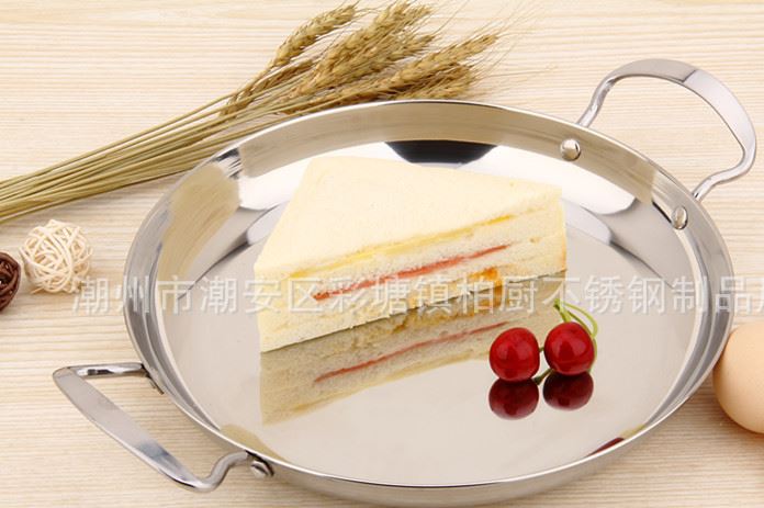 廠家直銷批發不銹鋼特厚平底鍋 干鍋雙耳菜盤平板鍋 煎餅鍋示例圖11
