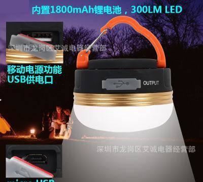 廠家直銷3W LED多功能野營燈掛燈塑料+鋁合金手提燈300流明充電燈示例圖1