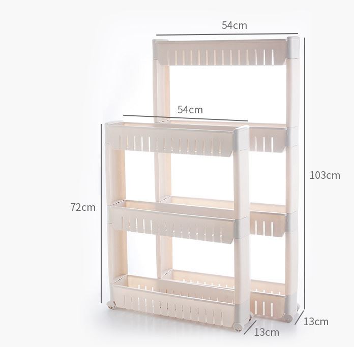 雙藝家居廚房夾縫架塑料拉手移動(dòng)收納置物架把手收納車三層四層示例圖2