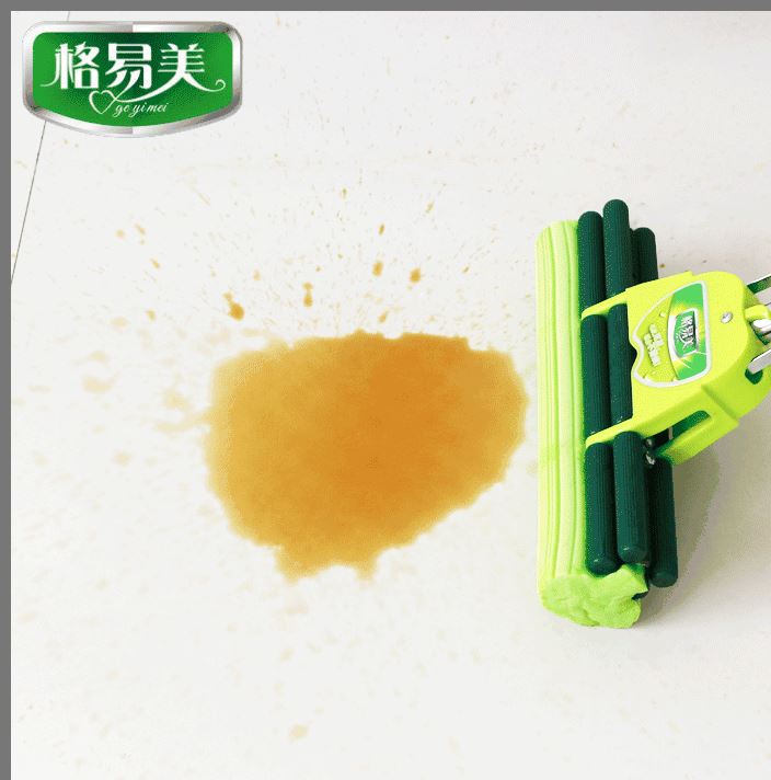 格易美膠棉拖把頭 膠棉拖把對折棉頭 強力去污吸水綠色滾輪海綿頭示例圖1