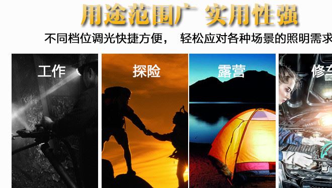 【爆款】XPE藍(lán)白雙光源T6強(qiáng)光遠(yuǎn)射頭燈 LED變焦防水充電釣魚示例圖3