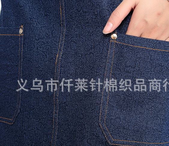 牛仔围裙韩版咖啡师工作服油画西餐厅烘焙无袖定制LOGO厂家直销示例图7