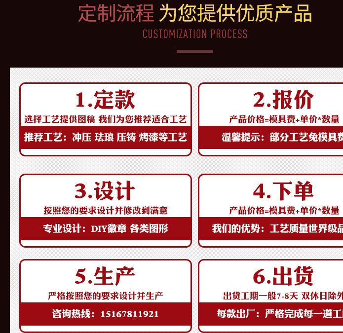 廠家定制金屬徽章胸章定做胸牌烤漆琺瑯徽章金銀銅鋅合金獎章示例圖12