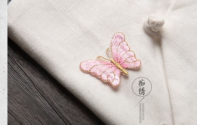 金線蝴蝶包邊刺繡小號多色布貼衣服補丁貼DIY補洞裝飾貼花燙背膠示例圖15