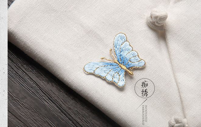 金線蝴蝶包邊刺繡小號多色布貼衣服補丁貼DIY補洞裝飾貼花燙背膠示例圖17