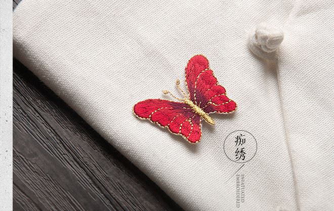 金線蝴蝶包邊刺繡小號多色布貼衣服補丁貼DIY補洞裝飾貼花燙背膠示例圖20
