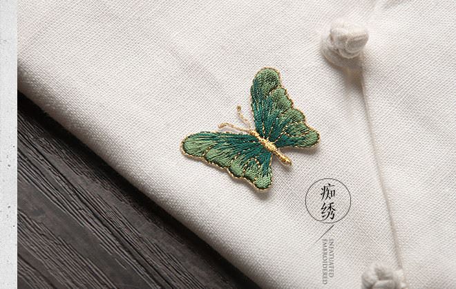 金線蝴蝶包邊刺繡小號多色布貼衣服補丁貼DIY補洞裝飾貼花燙背膠示例圖21