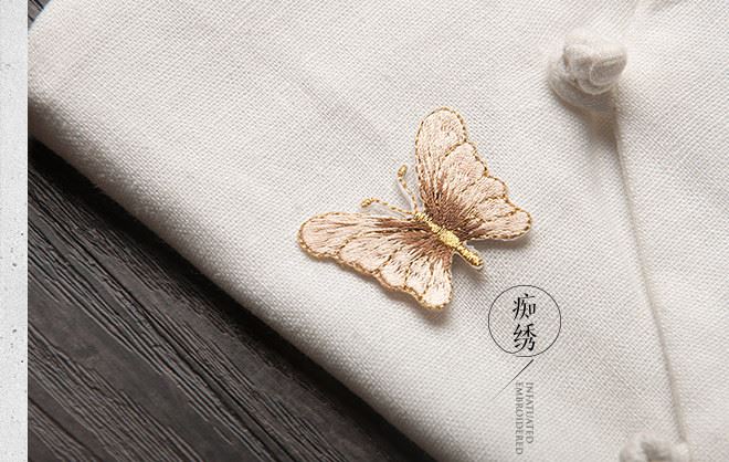 金線蝴蝶包邊刺繡小號多色布貼衣服補丁貼DIY補洞裝飾貼花燙背膠示例圖22