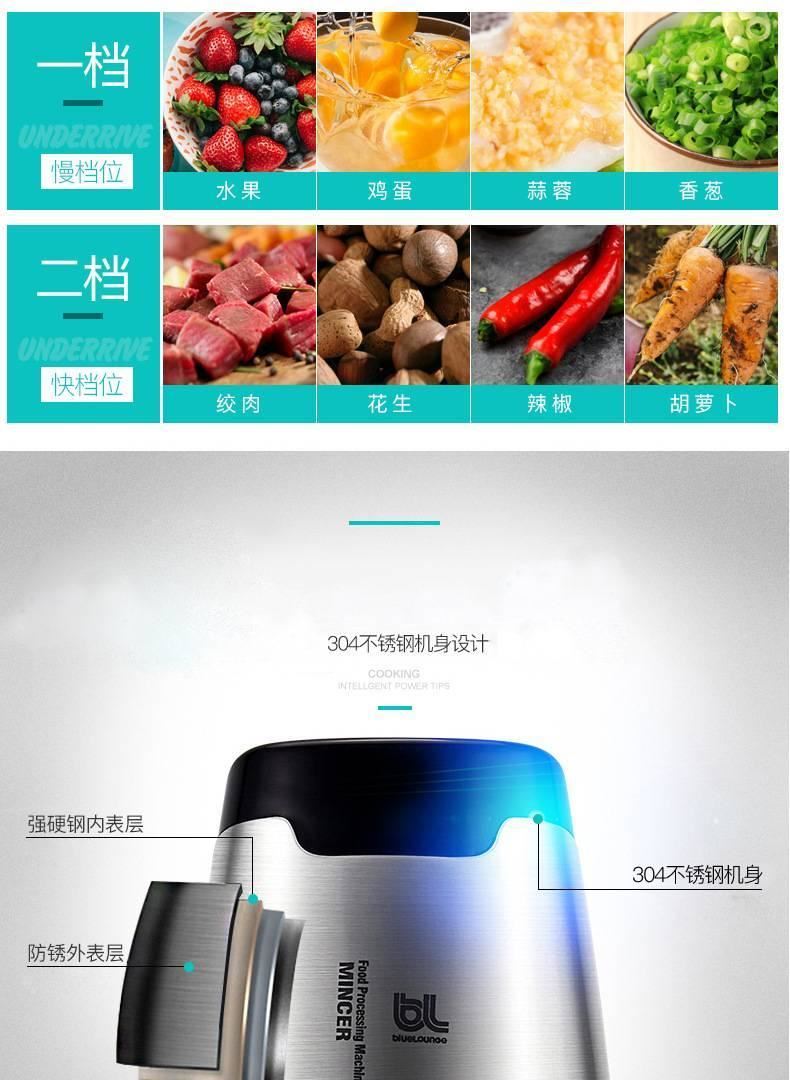 BL電動絞肉機家用全自動不銹鋼小型攪肉碎肉多功能切菜料理絞餡機示例圖14