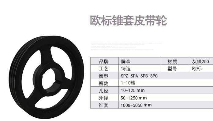 歐標(biāo)錐套皮帶輪spz spa spb spc鑄鐵三角v型電機(jī)皮帶盤廠家直銷示例圖3