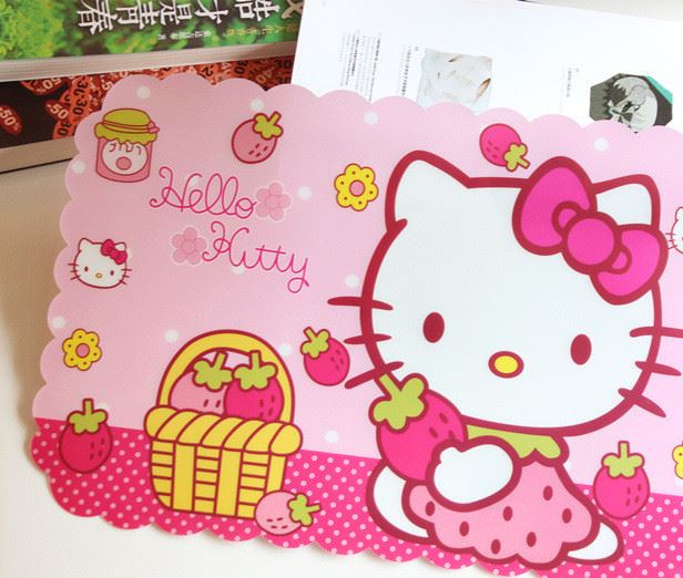 hello Kitty凱蒂貓環(huán)保塑料PP餐墊防水防油叮當(dāng)兒童隔熱墊餐桌墊示例圖5