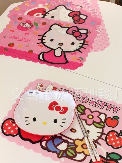 hello Kitty凱蒂貓環(huán)保塑料PP餐墊防水防油叮當(dāng)兒童隔熱墊餐桌墊示例圖27