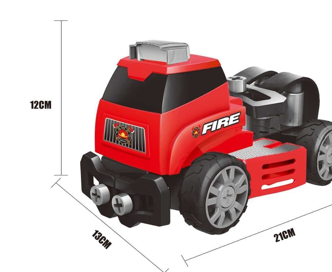 DIY自装积木  消防救援拖车  儿童拼装积木车  启轮QL6006A示例图1