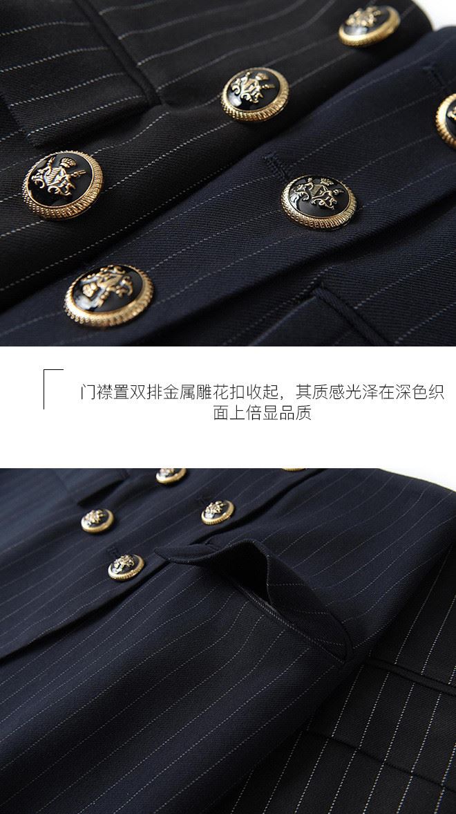 上身出乎意料的贊 雙排扣 一片式圍裹包臀裙半身裙 米蟲愛吃米示例圖3