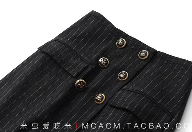 上身出乎意料的贊 雙排扣 一片式圍裹包臀裙半身裙 米蟲愛吃米示例圖6