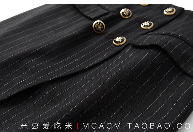 上身出乎意料的贊 雙排扣 一片式圍裹包臀裙半身裙 米蟲愛吃米示例圖7
