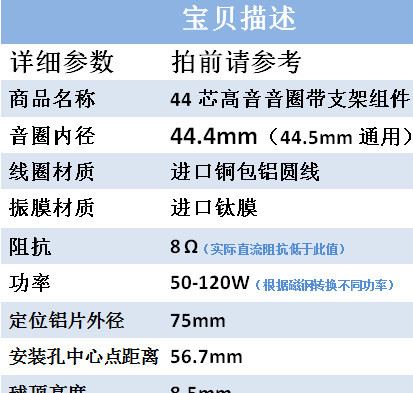 44.4高音膜 高音音圈 鈦膜 圓支架 高音喇叭組件 44.5通用型示例圖1