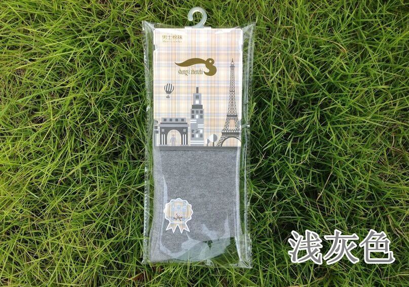 廠家直銷精品獨(dú)立包裝男士色商務(wù)全棉襪子贈品秋冬低價(jià)男襪示例圖10
