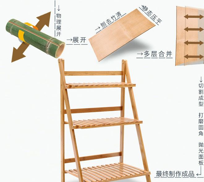木馬人 韓式田園木制楠竹花架 實木質落地多層多肉折疊花架子特價示例圖5