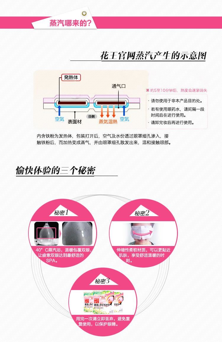 KAO花王日本蒸汽眼罩眼膜熱敷去黑眼圈眼袋緩解疲勞護(hù)眼14片示例圖4