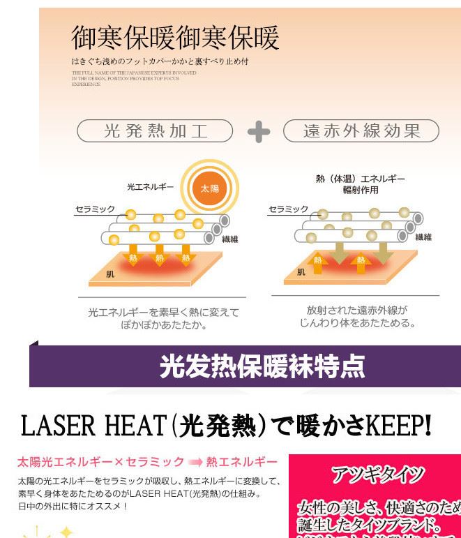 日本原裝厚木ATSUGI防勾絲除臭塑型瘦腿發(fā)熱絲襪連褲襪批發(fā)示例圖2