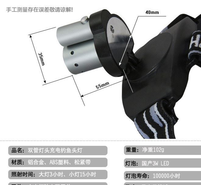 【双管头灯】供应级双管头灯 双头双按钮双头头灯 强光探照灯示例图3